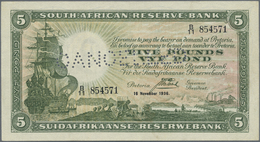 02984 Southwest Africa: 5 Pounds 1936 P. 86b, Only Light Folds In Paper, No Holes Or Tears, Still Crisp And Nice Colors, - Namibia