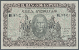 02997 Spain / Spanien: 100 Pesetas 1940 Specimen P. 118s, Cancellation Perforation, Regular Serial Number, Condition: UN - Other & Unclassified