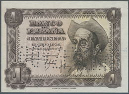 03007 Spain / Spanien: 1 Peseta 1951 Specimen P. 139s, With Cancellation Perforation, Serial #0000102, Condition: UNC. - Other & Unclassified