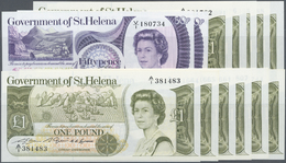 03014 St. Helena: Set Of 13 Notes Containing 2x 50 Pence ND P. 5 And 11x 1 Pound ND P. 9, All In Condition: UNC. (13 Pcs - Sainte-Hélène