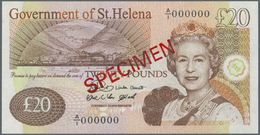 03020 St. Helena: Set Of 2 Specimen Notes 10 And 20 Pounds ND(1998-2012) P. 12s, 13s In Condition: UNC. (2 Pcs) - Sainte-Hélène