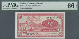 03024 Sudan: Pair Of Two Notes 25 Piastres 1956, P.1A With Running Serial Numbers A/10 0220317 And A/10 0220318, Both In - Soudan