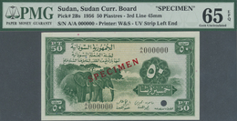 03026 Sudan: 50 Piastres 1956 Specimen P. 2Bs In Condition: PMG Graded 65 GEM UNC EPQ. - Sudan