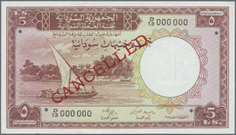 03027 Sudan: 5 Pounds 1954 Specimen P. 4s, Zero Serial Numbers, Cancellation Holes, "Cancelled" Overprint, Light Corner - Sudan