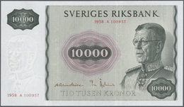 03052 Sweden / Schweden: 10.000 Kronor 1958, P.49, Highly Rare Note In Original Folder And In Excellent Condition, Great - Sweden