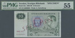 03055 Sweden / Schweden: 10 Kroner 1963 SPECIMEN, P.52s, Tiny Pinholes At Upper Left And A Few Creases In The Paper, PMG - Sweden