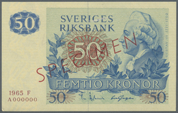 03057 Sweden / Schweden: 50 Kronor 1965 Specimen P. 53s, Zero Serial Numbers, Red Specimen Overprint, In Condition: AUNC - Svezia