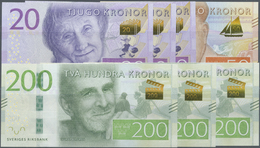 03064 Sweden / Schweden: Set Of 7 Notes Containing 3x 20 Kronor, 1x 50 Kronor And 3x 200 Kronor ND(2016) P. New In Condi - Sweden