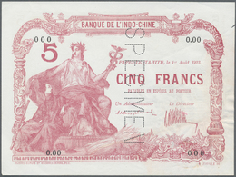 03073 Tahiti: Very Rare Specimen Note Of 5 Francs 1923 Banque De L'Indochine P. 4s, With Vertical Specimen Perforation A - Other - Oceania