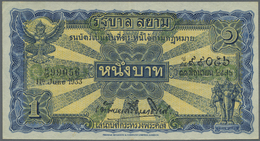 03090 Thailand: 1 Baht 1933 P. 16b, Light Center Bend But Very Crisp Original, Condition: XF+ To AUNC. - Tailandia