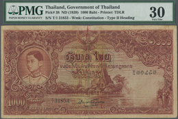 03096 Thailand: 1000 Baht ND(1939) P. 38, Rare Note, PMG Graded 30 VF. - Thailand