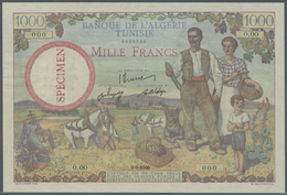 03115 Tunisia / Tunisien: 1000 Francs ND(1946) Specimen P. 26s, With Zero Serial Numbers And Specimen Overprint Across W - Tunisie