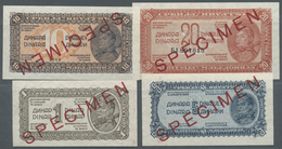 03513 Yugoslavia / Jugoslavien: Set Of 4 Specimen Banknotes Including 1, 5, 10 And 20 Dinara 1944 Specimen P. 48s-51s, A - Jugoslavia