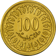 05074 Tunesien: 100 Millim 1960, Proben Der Vorderseite Und Rückseite In Gold Geschlagen, Vgl, KM # 309, Gewicht 13,79 G - Tunisia