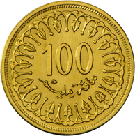 05074 Tunesien: 100 Millim 1960, Proben Der Vorderseite Und Rückseite In Gold Geschlagen, Vgl, KM # 309, Gewicht 13,79 G - Tunisie