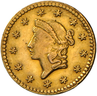 05676 Vereinigte Staaten Von Amerika: Lot 12 Münzen; 1 Gold Dollar 1853, Morgan Dollar 1886, 1890, 1890S, 1921, Peace Do - Autres & Non Classés