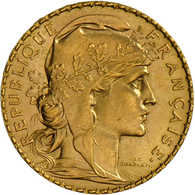 05685 Frankreich - Anlagegold: Lot 3 X 20 Francs "Hahn": 1908, 1908, 1913; KM 857; Gold 900/1000 6,45g; Vorzüglich - Altri & Non Classificati