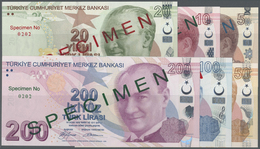 03133 Turkey / Türkei: Set Of Series 6 Specimen Banknotes 5 To 200 Lira 2009 P. 222s-227s, All In Condition: UNC. (6 Pcs - Turkey