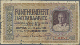 03171 Ukraina / Ukraine: 500 Karbowanez 1942 P. 57, Stronger Used With Several Folds And Border Tears, Paper Already A B - Ucraina