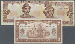 03179 Ukraina / Ukraine: Set With 3 Banknotes 2 Hriven 1992 Replacement Note With Number "9" As The First Number Of The - Ucraina