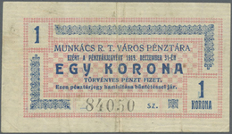 03399 Ukraina / Ukraine: A  Varosi  Tanacs  A  Varos  Munkacs, 1 Korona 1919 P. NL, Used With Vertical And Horizontal Fo - Ukraine