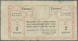 03401 Ukraina / Ukraine: Magisztratus  Varos  Beregszaszi, 2 Korona 1920 P. NL, Used With Several Folds And Creases, Cen - Ukraine