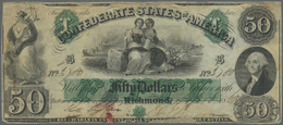 03403 United States Of America - Confederate States: 50 Dollars Richmond 1861, P.5, Highly Rare Banknote In Well Worn Co - Confederate Currency (1861-1864)