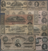 03405 United States Of America - Confederate States: Highly Rare Set With 9 Banknotes Confederate States From 1862 Till - Devise De La Confédération (1861-1864)