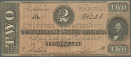 03406 United States Of America - Confederate States: 2 Dollars February 17th 1864, P.66, Several Folds And Lightly Toned - Confederate Currency (1861-1864)