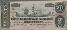 03407 United States Of America - Confederate States: 20 Dollars February 17th 1864, P.69, Vertically Folded, Some Minor - Confederate Currency (1861-1864)