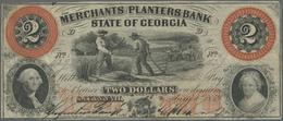 03432 United States Of America: Georgia, The Merchants And Planters Bank 2 Dollars 1859, P.NL, Several Folds And Creases - Autres & Non Classés