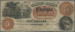 03438 United States Of America: Georgia, Bank Of The State Of Georgia 5 Dollars 1859, P.NL, Yellowed Paper With Several - Autres & Non Classés