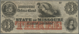 03448 United States Of America: Missouri, 3 Dollars 186x Remainder With Signature And Date, P.NL, Soft Vertical Fold At - Altri & Non Classificati