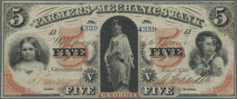 03450 United States Of America: Georgia, The Farmers And Mechanics Bank 5 Dollars June 1st 1860, P.NL, Several Folds And - Autres & Non Classés