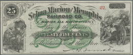 03452 United States Of America: Alabama, Selma Marion And Memphis Railroad Co. 25 Cents 1871, P.NL, Tiny Traces Of Glue - Altri & Non Classificati