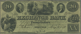 03455 United States Of America: Virginia, Exchange Bank 20 Dollars May 5th 1858, P.NL, Lightly Toned Paper With Several - Other & Unclassified