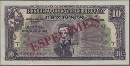 03470 Uruguay: 10 Pesos 1939 Specimen P. 37s, Zero Serial Numbers, Red Specimen Overprint, Condition: UNC. - Uruguay
