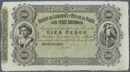 03481 Uruguay: Banco De Londres Y Rio De La Plata 100 Pesos 1862 Unsigned Remainder, P.S245r In Excellent Condition For - Uruguay