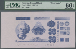 03530 Testbanknoten: Norway: Test Note Of The NORWAY National Bank Intaglio Blue SICPA Ink On A Banknote Printing Machin - Fictifs & Spécimens