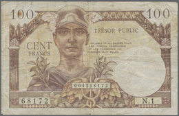 03549 France / Frankreich: 100 Francs 1955 Tresor Public P. M9, Strong Traces Of Use, Condition: VG. - Other & Unclassified