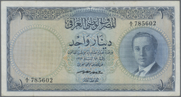 03550 Iraq / Irak: 1 Dinar ND(1955) P. 39, Vertically Foled Several Times, No Holes Or Tears, Nice Colors, Crispness In - Iraq