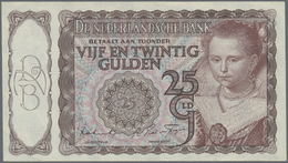 03557 Netherlands / Niederlande: Set Of 2 Notes Containing 10 Gulden 1940/44 (F) And 25 Gulden 1944 (UNC), P. 56, 60. (2 - Altri & Non Classificati