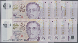 03565 Singapore / Singapur: Set Of 25 Pcs 2 Dollars ND(1999) P. 38, All With Special Numbers, Very Rare, Containing #5GQ - Singapore