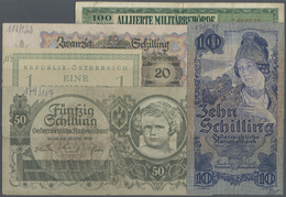 03609 Austria / Österreich: Lot With 22 Banknotes 1920's Till 1940's Containing For Example 10 Schilling 1933, 1 Reichsm - Austria