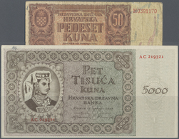 03644 Croatia / Kroatien: Set With 10 Banknotes Of The Independent State Of Croatia During 1941-1944 From 1 To 5000 Kuna - Croazia