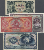 03645 Czechoslovakia / Tschechoslowakei: Very Nice Set With 12 Banknotes 1920 Till 1934 Comprising 5000 Korun 1920 Speci - Tchécoslovaquie