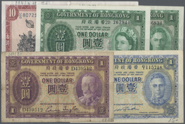 03665 Hong Kong: Set With 16 Banknotes Hongkong With 1 Dollar Georg V (P.311 In F-), 1 Dollar Georg VI (P.316, 324 In F) - Hong Kong