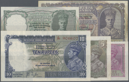 03675 India / Indien: Lot With 25 Banknotes Comprising For Example 2, 5, 10 Rupees ND(1937-43) With Portrait Georg VI (P - India