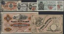 03680 Italian States: Very Interesting Set With 7 Banknotes 50 Lire 1848 Venetian Republic Moneta Patriottica P.S189, 5 - Autres & Non Classés