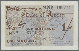 03686 Jersey: Pair Of The 1 Shilling ND(1941-42) Issued Under German Occupation In WW II, P.2, One Time In Excellent Con - Altri & Non Classificati